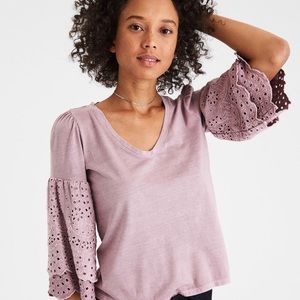American Eagle soft & sexy T eyelet blouse